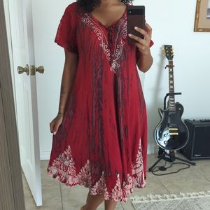 Embroidered Tie Dye Dress